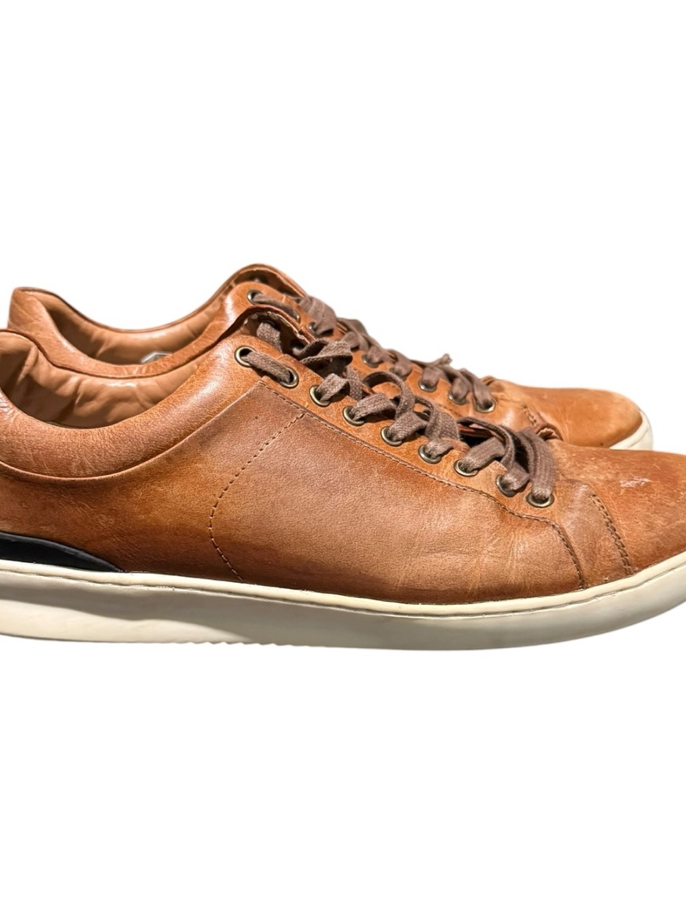 Franco Fortini Men's Devon Cognac Leather Oxford Lace Dress Shoes Size 10.5 - Picture 2 of 9